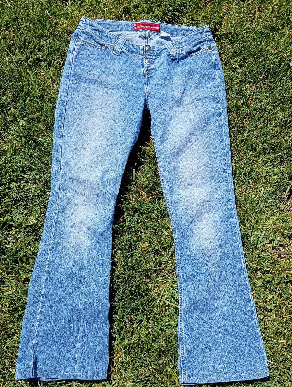 Levi's 522 Too Superlow Stretch Flare Jeans Vintage Low Rise Light Wash Size 9